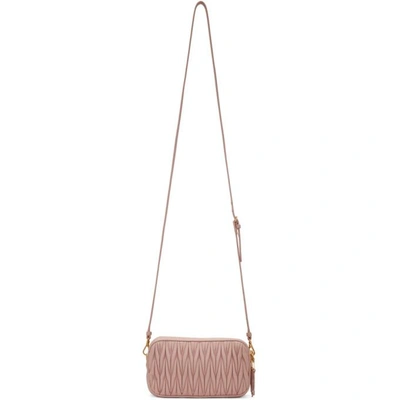 Shop Miu Miu Pink Double Zip Matelasse Crossbody Bag In F0615 Orchi