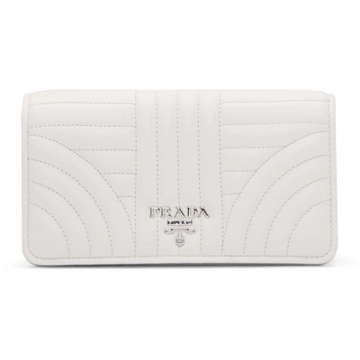 Shop Prada White Quilted Wallet Chain Bag