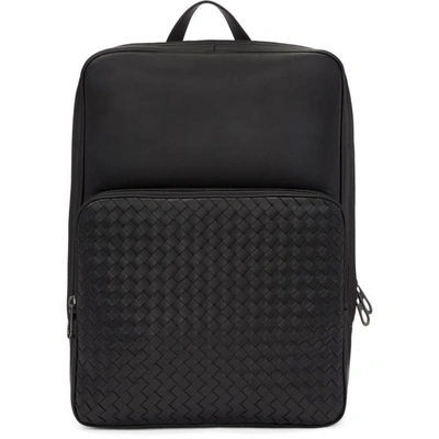 Shop Bottega Veneta Black Intrecciato Pocket Backpack