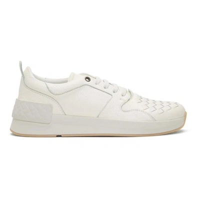 Shop Bottega Veneta White Intrecciato Runner Sneakers In 9207 Latte