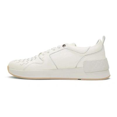 Shop Bottega Veneta White Intrecciato Runner Sneakers In 9207 Latte