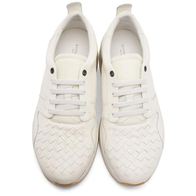 Shop Bottega Veneta White Intrecciato Runner Sneakers In 9207 Latte