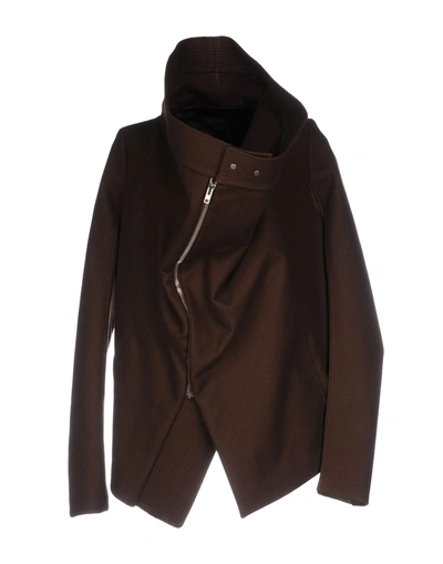 Shop Rick Owens Coats In Dark Brown