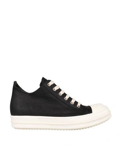 Shop Rick Owens Leather Snakers In Nero