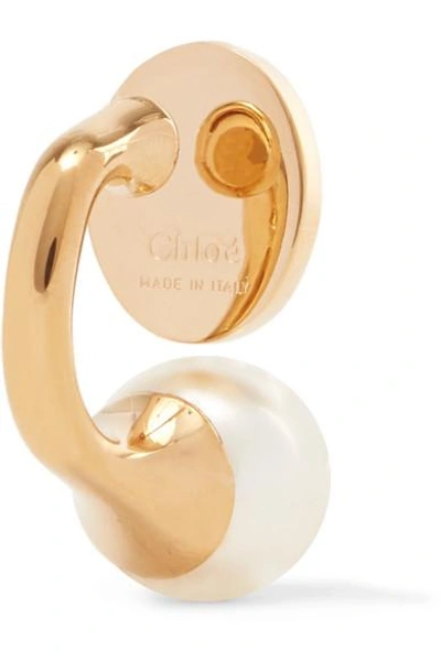 Shop Chloé Darcy Gold-tone Swarovski Pearl Earrings