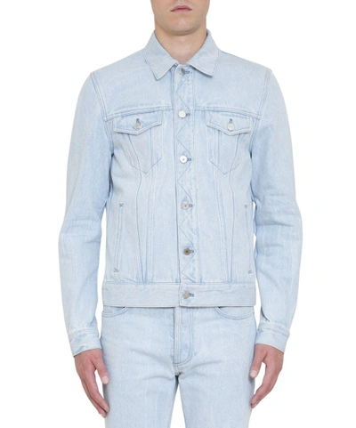 Shop Givenchy Bleached Denim Cotton Jacket In Blu