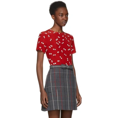 Shop Miu Miu Red Cherry Printed Blouse In F0011 Red