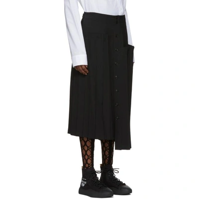 Shop Y's Black Asymmetric Pleated Skirt