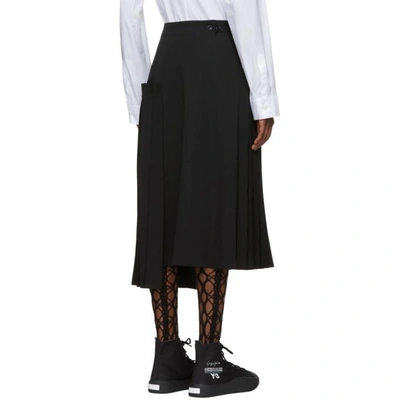 Shop Y's Black Asymmetric Pleated Skirt