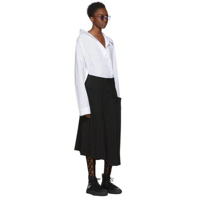 Shop Y's Black Asymmetric Pleated Skirt