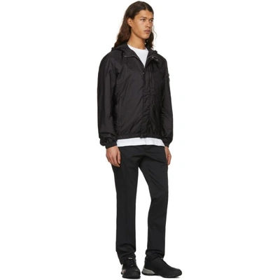 Shop Prada Black Nylon Hooded Zip Jacket In F0002-nero