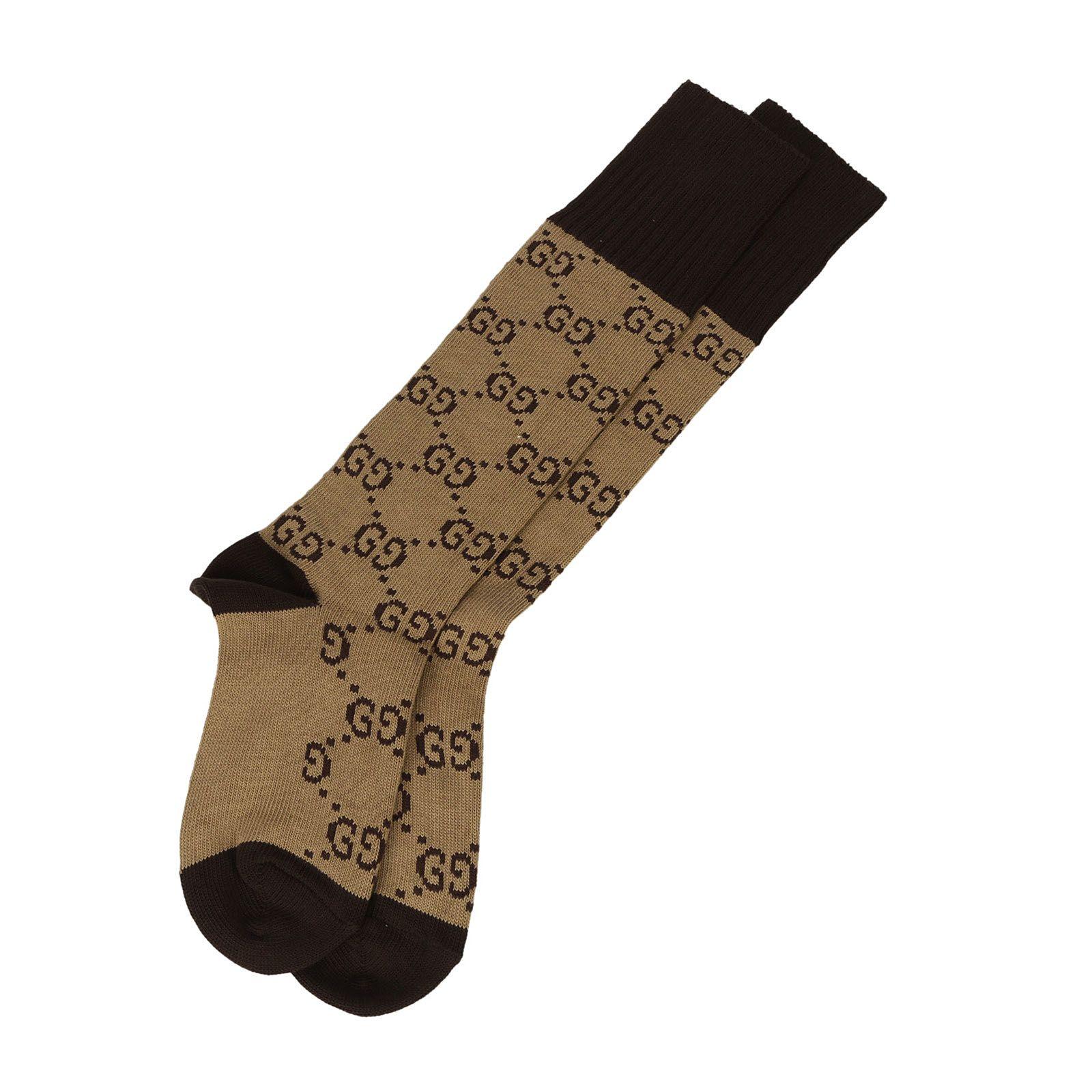 Gucci Gg Supreme Print Socks In Beige | ModeSens