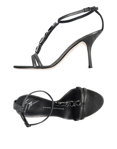Shop Giuseppe Zanotti Sandals In Steel Grey