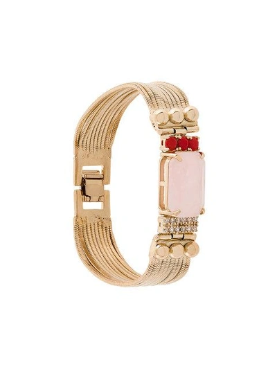 Shop Iosselliani Elegua Rose Quartz Fringed Bracelet In Metallic