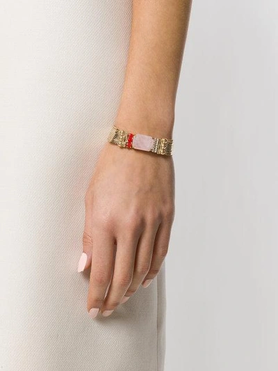 Shop Iosselliani Elegua Rose Quartz Fringed Bracelet In Metallic