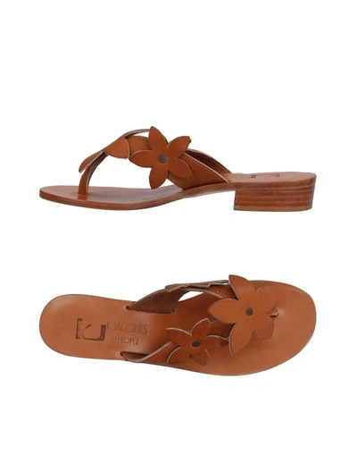 Shop Kjacques Toe Strap Sandals In Camel