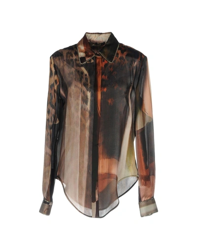Shop Roberto Cavalli Patterned Shirts & Blouses In Dark Brown