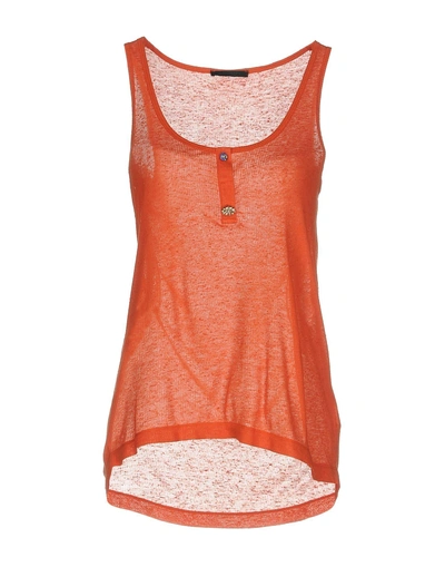 Shop Pinko Woman Tank Top Orange Size S Viscose, Silk