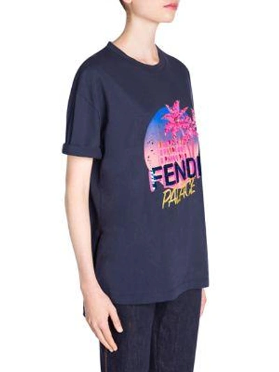 Shop Fendi Palace T-shirt In Navy