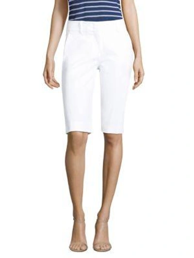 Shop Piazza Sempione Cotton Bermuda Shorts In Optical White