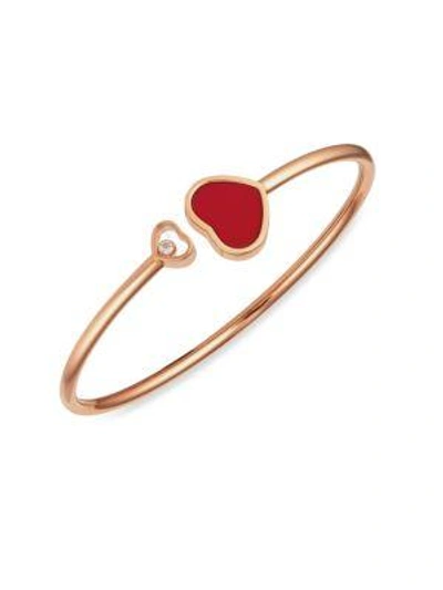 Shop Chopard Women's Happy Hearts 18k Rose Gold, Diamond & Red Stone Bangle