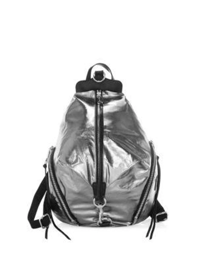 Shop Rebecca Minkoff Julian Metallic Backpack In Silver