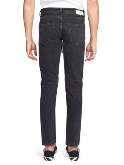 Shop Off-white Slim Zip Jeans In Black Red