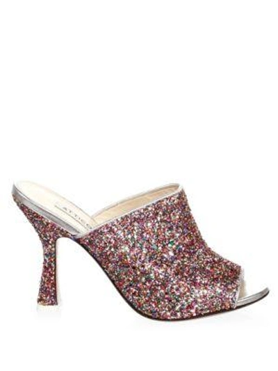 Shop Attico Glitter Mules In Multi