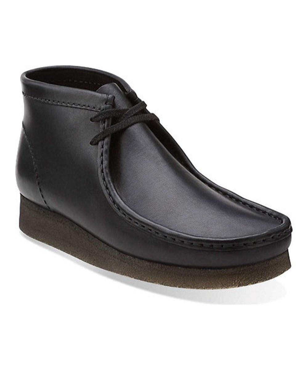 black leather wallabees