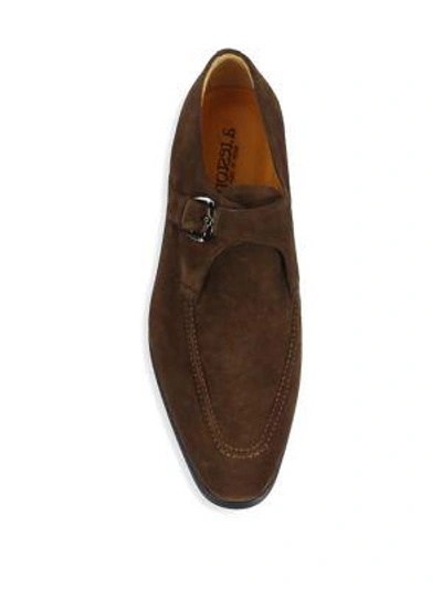 Shop A. Testoni' Single Monk-strap Suede Loafers In Ebony
