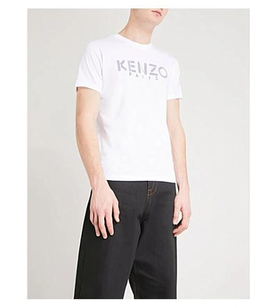 Shop Kenzo Logo-print Cotton-jersey T-shirt In White