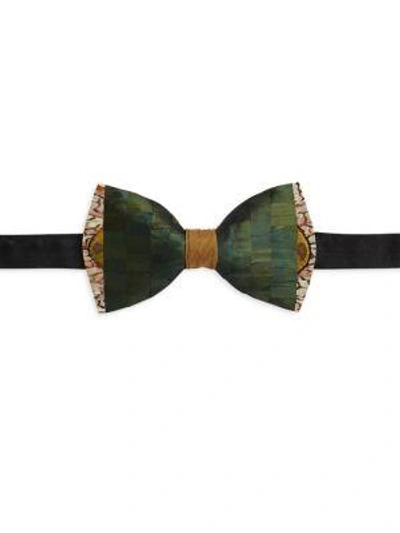 Shop Brackish Lowry Feather Bow Tie In Green