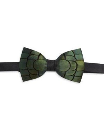 Shop Brackish Jeffrey Pheasant Feather Bow Tie In Green