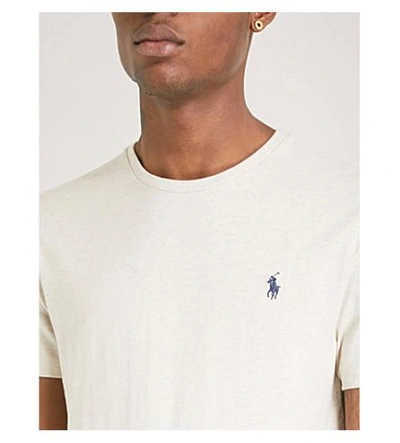 Shop Polo Ralph Lauren Logo-embroidered Cotton-jersey T-shirt In New Sand Heather