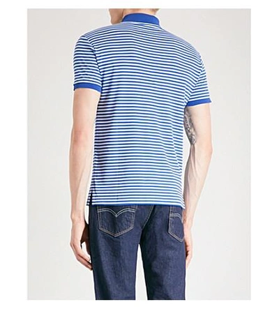 Shop Polo Ralph Lauren Logo-embroidered Striped Cotton-jersey Polo Top In Provincetown Blue