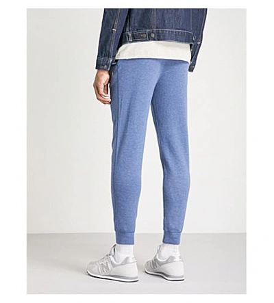 Shop Polo Ralph Lauren Double-knit Cotton-jersey Track Pants In Derby Blue Heather