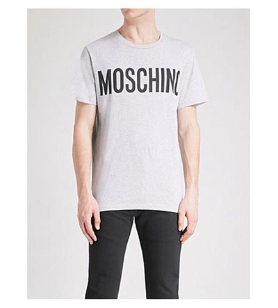 Shop Moschino Logo-print Cotton-jersey T-shirt In Grey