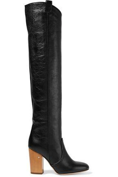 Shop Laurence Dacade Woman Textured-leather Over-the-knee Boots Black