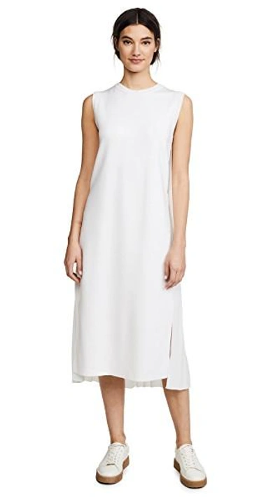 Shop Adam Lippes Sleeveless Pleat Back Dress In Ivory