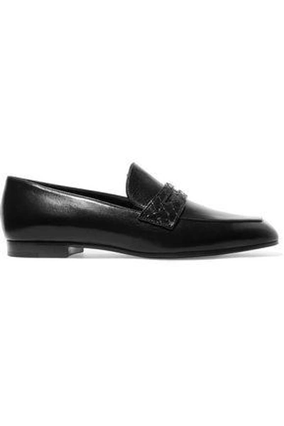 Shop Bottega Veneta Woman Intrecciato-trimmed Leather Loafers Black