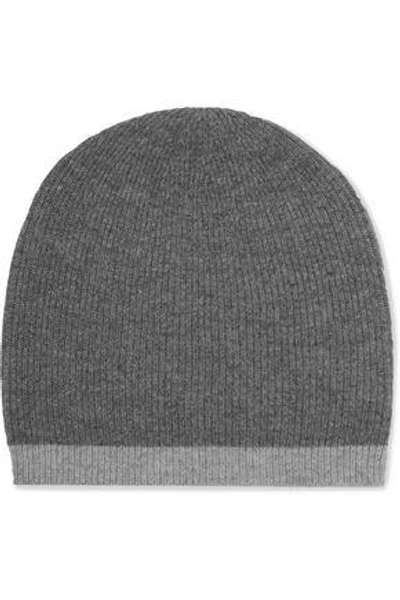 Shop Duffy Woman Two-tone Wool And Cashmere-blend Beanie Dark Gray