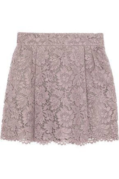 Shop Valentino Woman Lace Mini Skirt Taupe