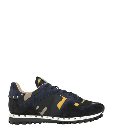 Shop Valentino Leather Studded Sneakers In Giallo