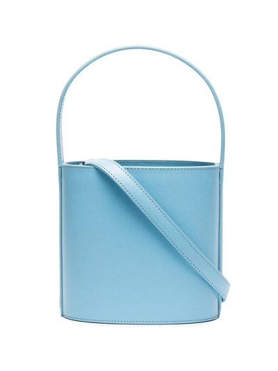 Shop Staud Blue Bissett Leather Bucket Bag
