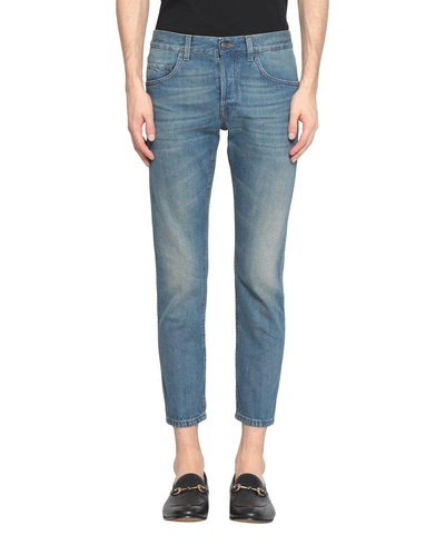 Shop Gucci Cotton Denim Jeans In Blu