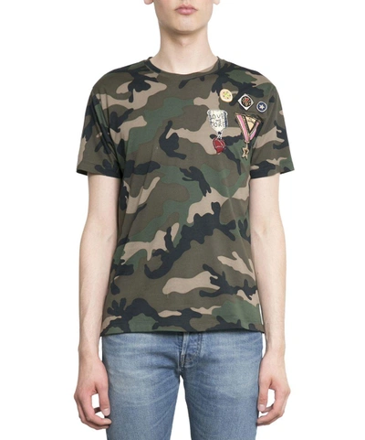 Shop Valentino Camouflage Cotton T-shirt In Verde