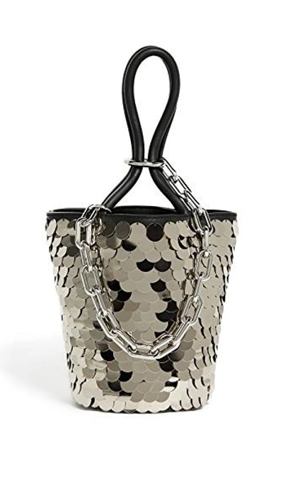 Shop Alexander Wang Roxy Mini Bucket Bag With Shiny Paillettes In Black