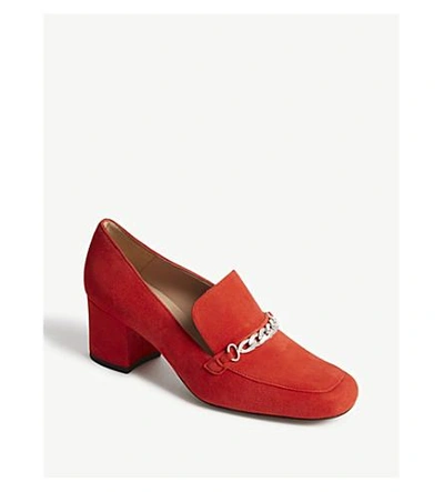 Shop Whistles Alma Chain Suede Loafers In Red