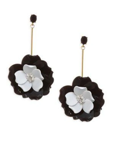Shop Oscar De La Renta Petunia Drop Earrings In Black White