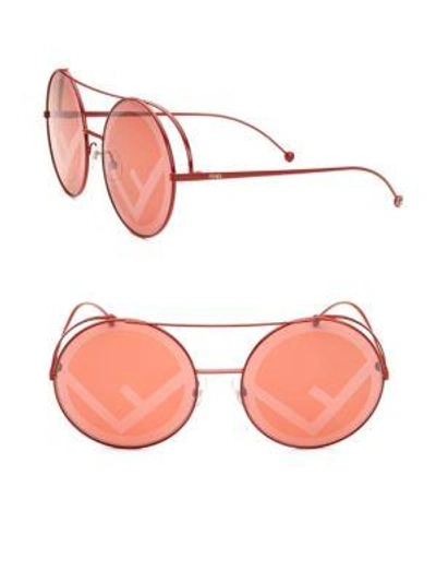 Shop Fendi Runaway 63mm Round Sunglasses In Red